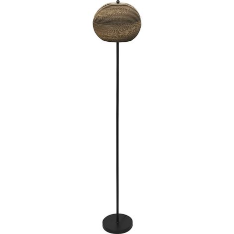 OSRAM Lampadaire Decor Cardboard Ball marron en carton ondulé, léger, E27, 1600 mm de hauteur, abat-jour en matériau recyclé, durable grâce à sa source lumineuse remplaçable, montage simple (1/5)