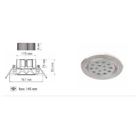Faretto 15x11W Orientabile Bianco, Foro 145 mm, Luce Calda