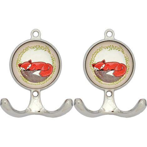 Patère en métal et céramique Fox (Lot de 2)