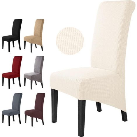 4er Set Stuhlhussen XL Cremeweiß, Stretchhusse für Esszimmerstühle (1/5)