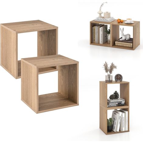 Set of 2 Cube Storage Organizer Stackable Open Bookcase Display Rack Bookshelf (1/5)