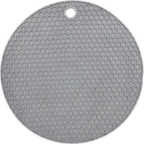 Tovaglietta rotonda in gomma, atossica, antiscivolo, resistente al calore, lavabile, isolante, per tazze e ciotole, grigia, 14,5 cm/5,7 pollici.