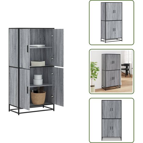 vidaXL Buffet haut sonoma gris 68x35x139 cm bois d'ingénierie (1/5)