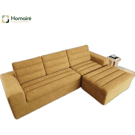 Canapé modulable en velours orange 253 x 161 x 89 cm HOMAIRE (1/5)