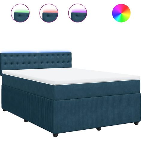 Maison Exclusive - Giroletto a Molle con Materasso Blu 140x200 cm in Velluto
