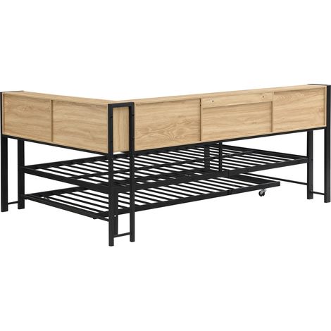 Letto in metallo 120x200 cm con letto estraibile 90x190 cm e testiera contenitore (1/5)