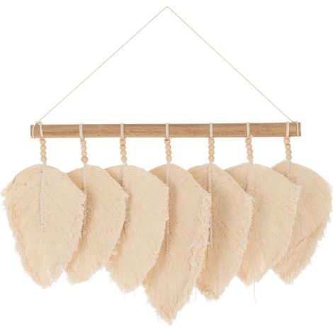 Décoration Murale "7 Plumes Coton" 40cm Naturel
