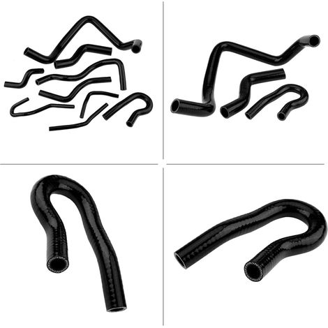 Kit de Tuyaux de Radiateur, Tuyaux de Radiateur de Remplacement Automobile, de Liquide de Refroidissement en Silicone 9 Pièces Adaptés pour D15 D16 SOHC EG/EK 1992-2000 (BLACK)