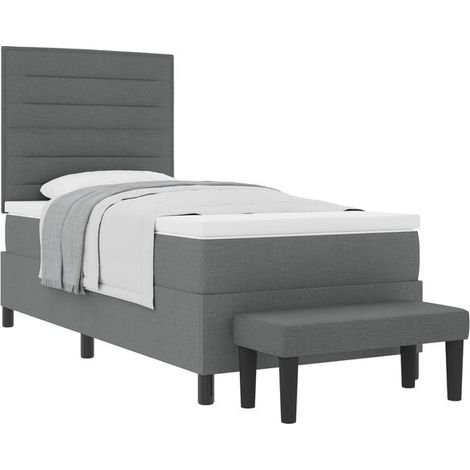 Matelas à ressorts rembourré, gris foncé, 80 x 200 cm, recouvert de tissu. (1/5)
