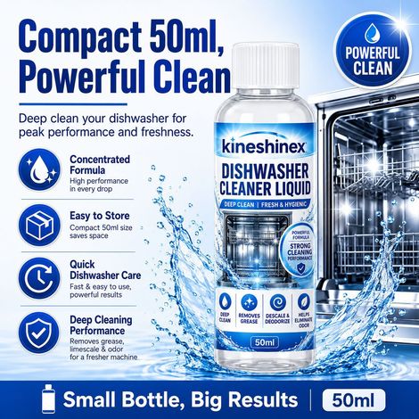 KineShineX Dishwasher Deep Cleaner Solution effectively removes grease, scale, and odors, maintaining and cleaning your dishwasher. (1/5)