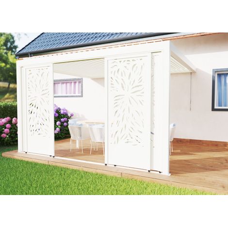 Paroi Coulissante Façade Tôle Aluminium 4m13 Blanc Pour Pergola Bioclimatique S et SV ORIAL France (1/4)