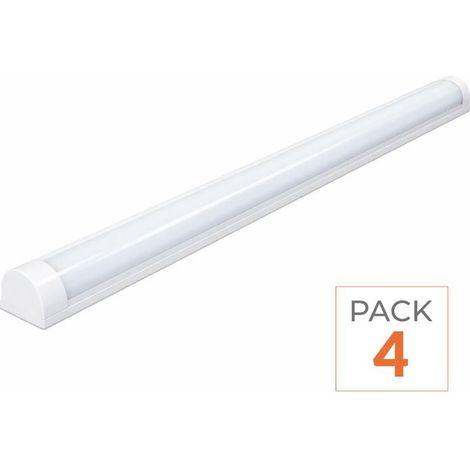 Silamp – Pack de 4 réglettes LED 60cm 24W – Blanc neutre 4000K – Flux lumineux 2400 lumens – Angle d'éclairage 120° – Installation directe 220V