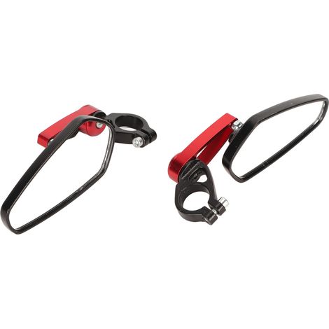 Rétroviseurs Moto 2 Pièces Aluminium Haute Définition, Miroirs Latéraux Guidon Motocyclette Vision Claire, Rouge (1/5)