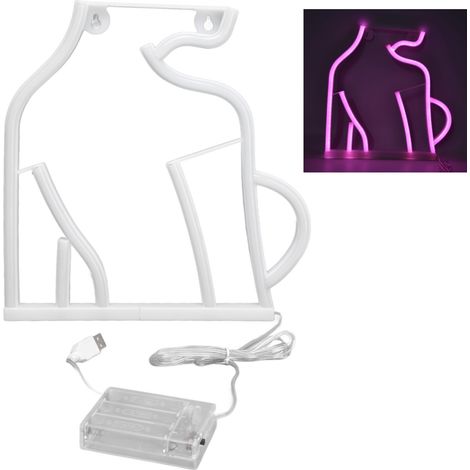 Lumière Néon Double Alimentation LED Source Lumineuse Design Suspendu Économie d'Énergie Panneau Néon Rose (1/5)