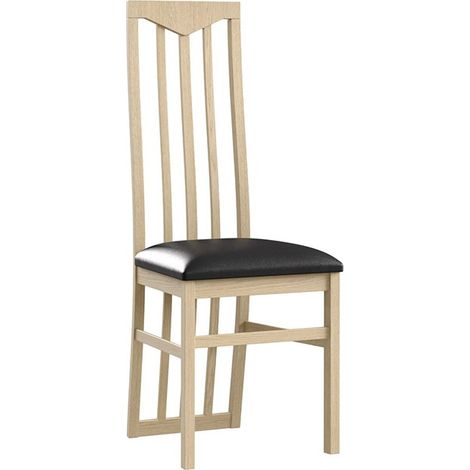 Chaise moderne chêne clair et assise simili cuir noir Italino (1/4)