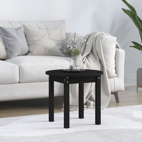 Table basse Table d'appoint pour Salon Chambre - Noir Ø 45x40 cm Bois massif de pin BV433491 - BonneVie (1/5)