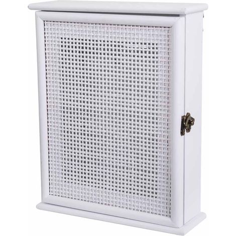 Caja de llaves de madera y rejilla blanca 24x7.5x30