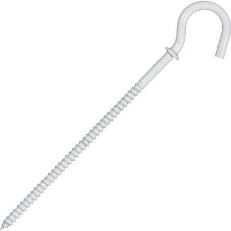 Eur Ohm – Piton blanc 75mm pour suspension de luminaire – Filetage recoupable 60mm – Œillet Ø21mm pour crochet ou chaîne – Acier laqué IK04