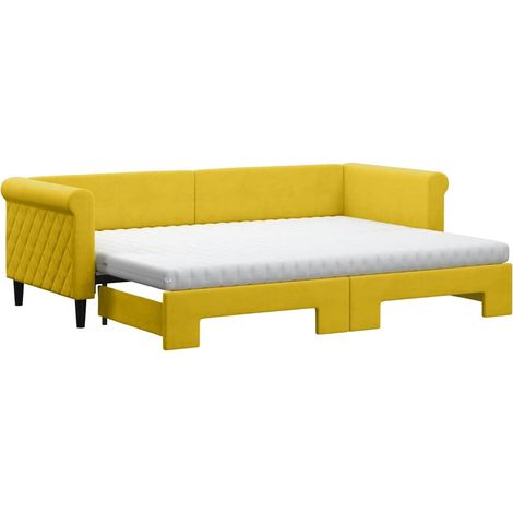 Maison Exclusive - Divano Letto Estraibile con Materassi Giallo 80x200 cm Velluto