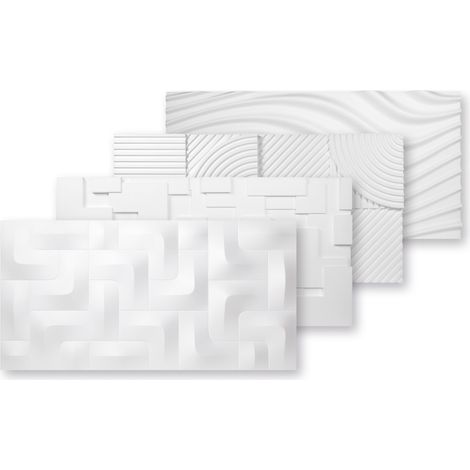 MARBET DESIGN 3D Wandpaneele Styropor Paneele weiß 96x48x3cm Wandverkleidung Wärmedämmung: PD-1, 1 Paneel / 0.46 m²