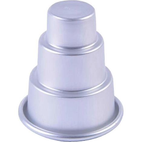 Moule à gâteau rond à 3 étages, compatible avec la cuisson, 3 pièces, moule à cupcakes argenté (1/5)