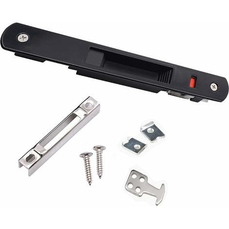 Hakenverriegelung für Schiebetüren – Schwarze Aluminiumlegierung – Schnelle Montage – Abmessungen 197 x 2,8 mm – Lochabstand 168 mm (1/5)
