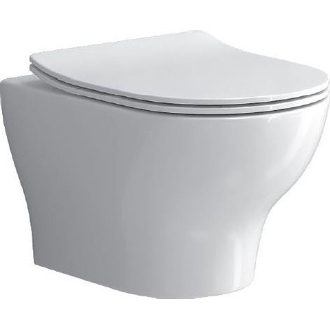 Cuvette WC suspendue EOLIS 52x35x30 cm avec abattant à frein de chute-Blanc-Blanc-35.00 --