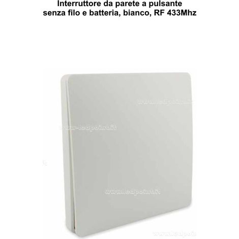 INTERRUTTORE DA PARETE CINETICO A UN PULSANTE SENZA CAVO E BATTERIA 433Mhz BIANCO (1/2)