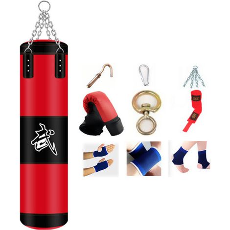 Sacs de Boxe Suspendus, Équipement de Boxe pour Gymnase À Domicile avec Gants, Chaîne, Crochet de Plafond pour Entraînement Lourd pour Adolescents et Adultes (Non Rempli) (1/5)