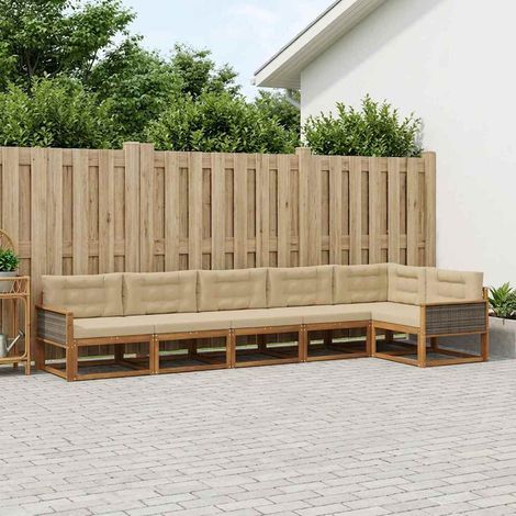 vidaXL Outdoor-Sofagarnitur mit Kissen 6 pcs Natur und Beige (1/5)
