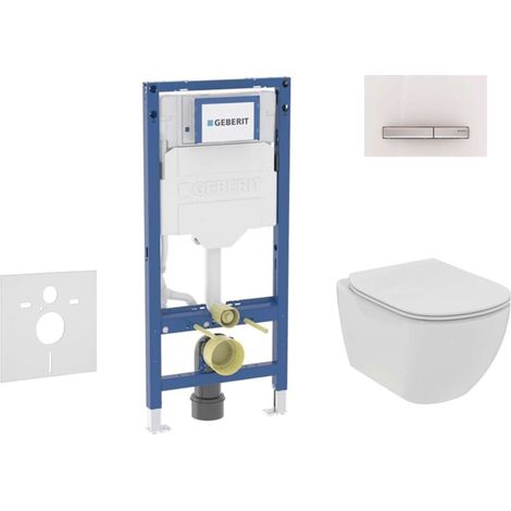 Geberit Duofix - Set Vorwandelement, Tesi-WC mit Softclose-Sitz und Sigma50-Betätigungsplatte, Alpinweiß SANI11CD3115 (1/5)