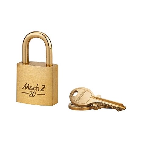 Lucchetto Mach 2 20mm arco e corpo in ottone massiccio lucido, 2 chiavi in ottone  - THIRARD
