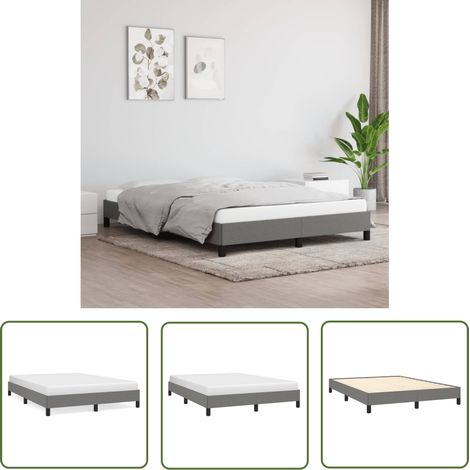 The Living Store Bettgestell ohne Matratze Dunkelgrau 140x200 cm Stoff - Bettes Gestell - Doppelbett - Boxspringbetten - Schlafzimmer Möbel - Lattenrost (1/5)