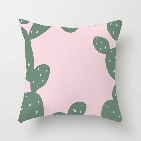 Taie D'oreiller - Coton Linen - Imprimé Cactus - Double Face - Pour Canapé Chaise Bureau Lit Voiture - 40x40 cm (1/5)