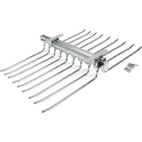 Emuca – Porte-pantalons double amovible pour armoire – Capacité 18 pantalons – Acier chromé avec antidérapants – Guides d'extraction totale