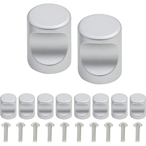 Ensemble de 10 poignées de meubles en argent, poignées de tiroir cylindriques, poignées de porte avec vis, poignées de quincaillerie, poignées de tiroir, poignées de porte d'armoire, adaptées aux armo