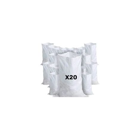 20 Sacs à Gravats, 55 x 95cm, 55kg, Résistant et Réutilisable, En polypropylène tissé blanc, Sable, Terre, Gravier, Jardinage, Chantier, Déchets de constructions (1/5)