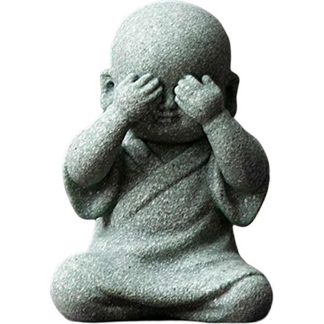Figurine de moine, statue de Bouddha, sculpture décorative faite main pour jardin de méditation intérieur-Cover Eyes