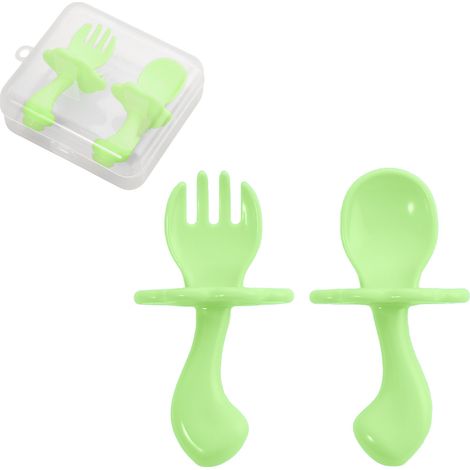 Cuillère Et Fourchette Enfants - PP Sans BPA - Design Anti-Étouffement - Pour Apprentissage Auto-Alimentation - Lot De 2 Avec Boîte De Rangement (1/5)