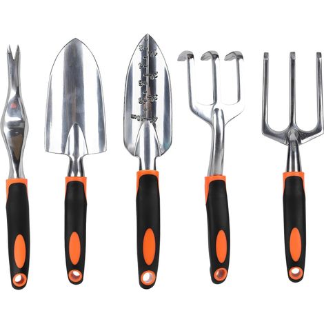 Set d'outils de jardin orange, léger alliage d'aluminium résistant à la rouille, cadeaux de jardin idéaux, outils de jardin avec gants (5 pièces) (1/5)
