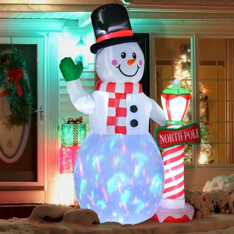 Décoration de Noël, bonhomme de neige gonflable, 2,4 m, éclairage LED, souffleur, blanc (1/5)