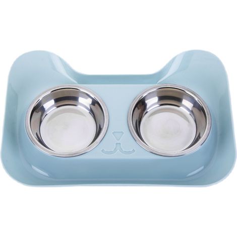 Gamelle créative pour animaux de compagnie, jolie gamelle en acier inoxydable et plastique en forme de chat (1/4)
