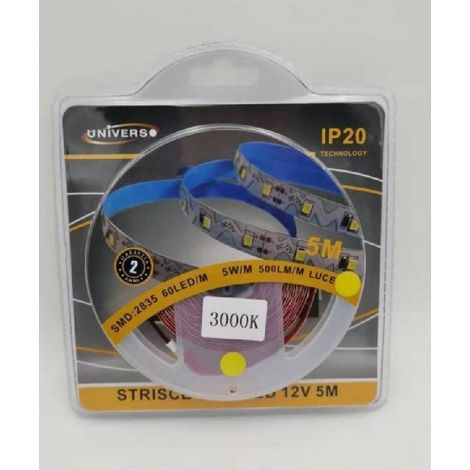 TrAdE Shop Traesio - Striscia Flessibile Strip Led Modellabile 5mt Smd 2835 Vari Toni Luce 2835-12v-s - -Bianco Caldo -