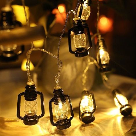 Guirlande Lumineuse LED - Abat-jour Cylindrique en Lin Chinois - Décoration Intérieure Extérieure Noël Salon Cour - 150 cm - 1 Pièce (1/5)