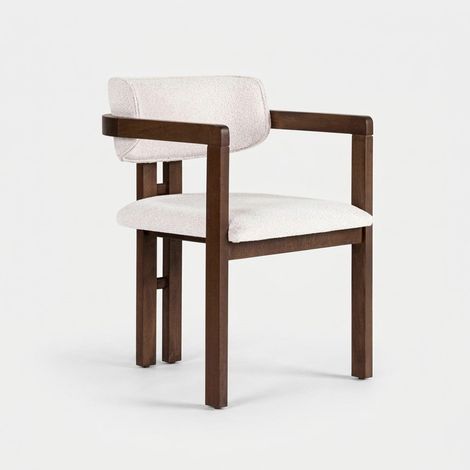 Sedia di design in legno e tessuto sala da pranzo Toscana Noce Scuro - Bianco (1/5)