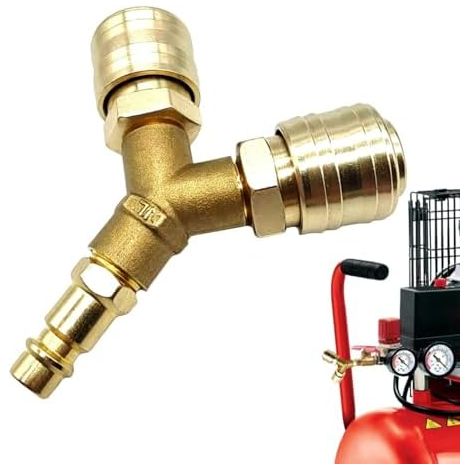 Répartiteur d'air comprimé 1/4" en laiton Y Raccord enfichable pour tuyau d'air Raccord rapide Compresseur Accessoires (1/5)