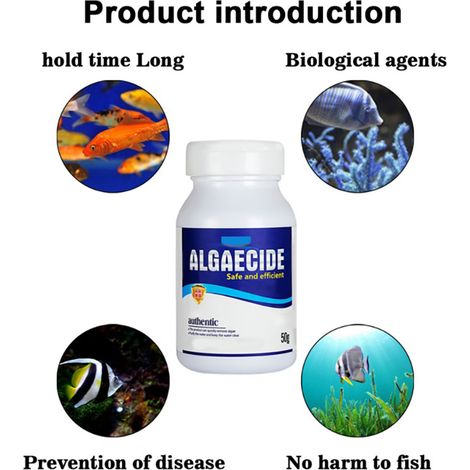 Algaecide Eau Douce Aquarium Clarifiant Eau Nettoyant Bac Poisson Écologique 8,5x4x4cm Liquide (1/2)