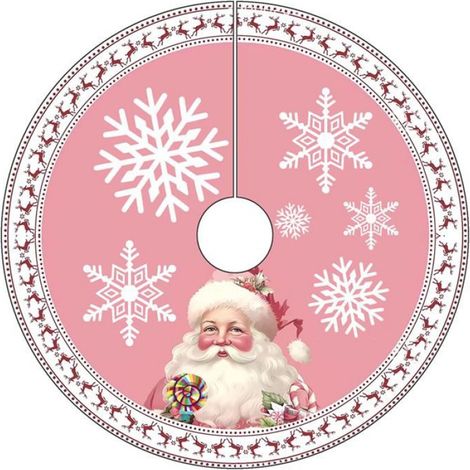Jupe D'Arbre de Noël Rose de 60 cm, Flocon de Neige, Père Noël, Élan, Décoration de Noël, Bonne Année (1/4)