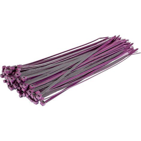 Lange, robuste silberne Kabelbinder, 370 mm x 4,8 mm, 100er-Packung, mit hochwertigem Nylon-Reißverschluss – 300 mm x 3,6 mm – lila (1/5)