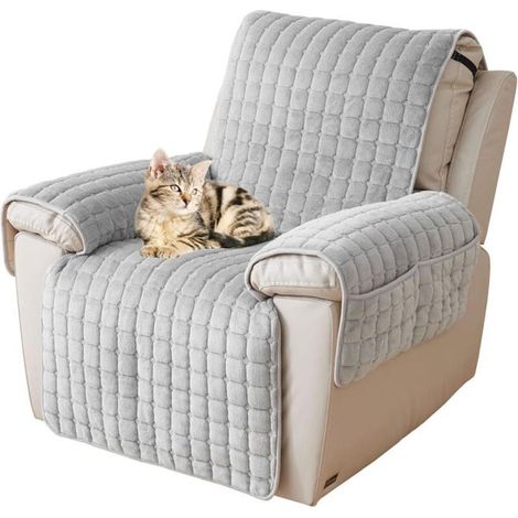 Couvercle de fauteuil, Chat Chiens Fauteuil Protection Lavable antidérapant résistant à l'usure – Gris 167x190cm (1/4)
